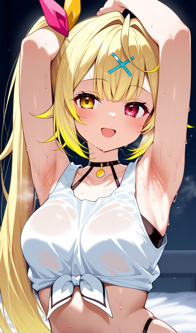 KAGAMINE RIN, long HAIR, BOW, blonde hair., blue eyes,  large breasts,, Live Stage, solo, crying (Sweating profusely, Love juice, Wet Woman, female ejaculation), nsfw, naked, Peeing, lactation, projectile lactation