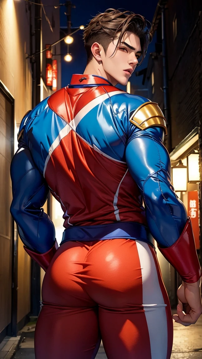 Highest quality, Highest quality, High quality illustrations, masterpiece, Ultra-high resolution, Detailed Background, grassland, Absurd, Perfect Anatomy, performance, Good lighting, Shadows in the movies(kemono, Furry Personifi猫ion), horse, Muscle Body, Rubber Suit, Racing Suits, Red harness, Rubber mask, big null bulge, From the side