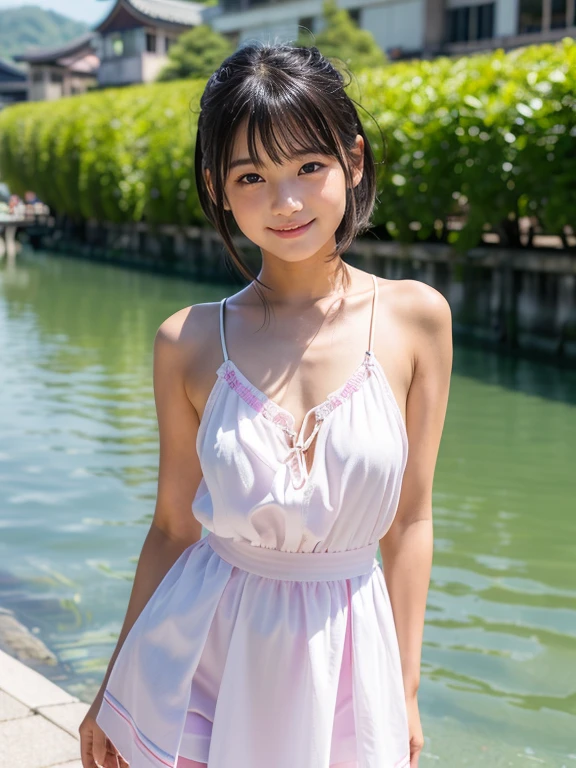 (((16 years old)))、(((high school girl)))、(((A charming face)))、(((Young face)))、(((beautiful girl)))、(((A beautiful woman)))、Beautiful woman、Cute woman、((Innocent face))、((Smile))、((Ultra-detailed face))、((Detailed lips))、((Detailed eyes))、((double eyelid))、(((Beautiful Face)))、(((Beautiful, well-shaped eyes)))、(((Beautiful, well-shaped lips)))、Very Short Hair、ponytail、Pixie cut、BREAK、BREAK、(((Wearing a costume from Ojamajo Doremi)))、Off the shoulder、BREAK、8 heads、(((slender)))、(((Slim body)))、(((Thin body)))、(((Slim woman)))、Flat Chest:1.4、BREAK、Photographic quality、Natural light、(フォトRealistic:1.4)、(Highest quality:1.2)、(Ultra-high resolution:1.2)、8K、RAW Photos、Realistic、High Detail、Film Grain、Detail Skin、Symmetrical、Delicate skin、Real human skin、pores、Super detailed、Detailed、(masterpiece : 1.2)、Thin face、Sharp Face、Small Face、Small face、Narrow shoulders、Small shoulders、Small shoulders幅、Slim shoulders、Narrow shoulders幅、Beautiful Japanese Woman、Beautiful Korean Woman、Slim womanモデル、Young Gravure Idol、Realistic young gravure idol、Young Sensual Gravure Idol、Young Pretty Gravure Idol、Japanese Model、Young Gravure Idol、(From the knee up) 、arms behind back:1.3