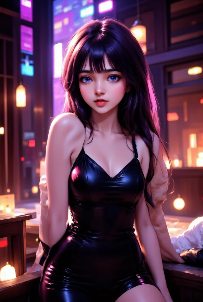 anime girl with cat ears and red lingersuit posing for a picture, seductive anime girl, hyperrealistic , beautiful alluring anime woman, 3d anime girl, attractive anime girl, seductive. highly detailed, anime highly detailed, , beautiful alluring anime teen, anime girl, a hyperrealistic , photorealistic anime girl render, yuri, cleavage, Mesmerizing eye contact, wooden floor, realistic, black hair, Watercolor touches, glitter lingersuit, amber eyes, big_natural_breasts, sagging_breasts, medium_breasts, Busty Milf, kneeling_forward, large_breasts, nsfw, luminescent lingersuit paint, night sky, full moon, hand on own head, waterfall, bioluminescent silver hair, niples