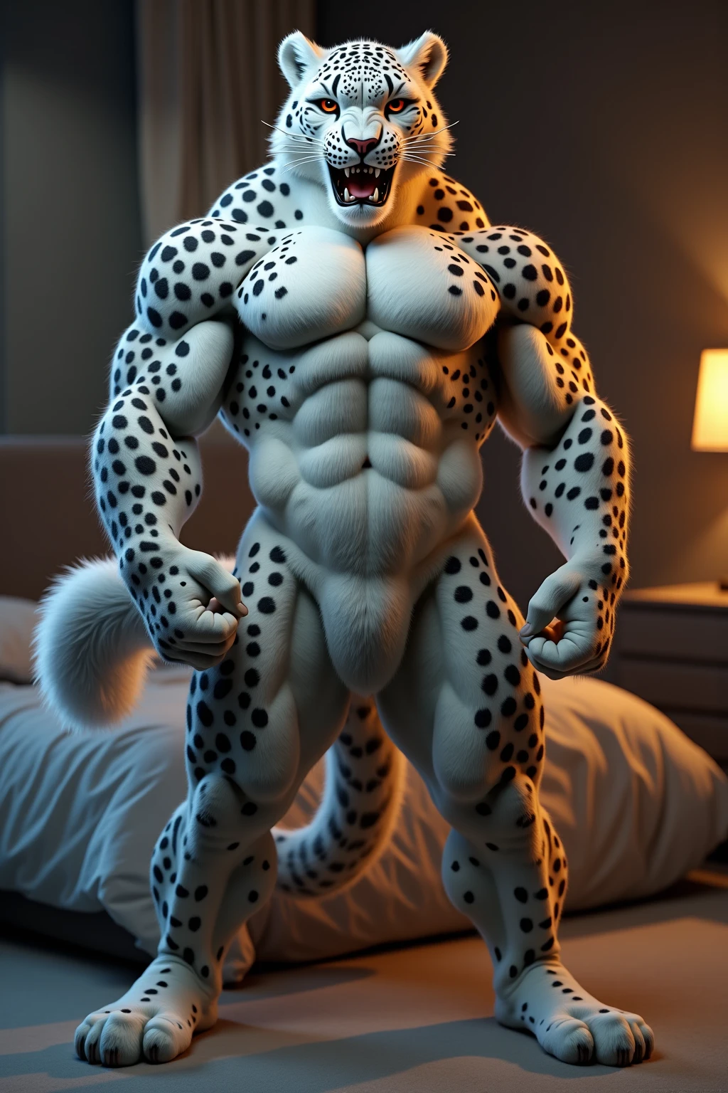 2d, masterpiece, best quality, 4k, 8k, ultra highres, raw photo in hdr, sharp focus, photo realism ,real life like, in a night city, detailed background, solo, (gloves, mask, skin tight), (by null-ghost, by thebigslick, by darkgem, by honovy), Leomon anthro, male focus, perfect red eyes, lighting eyes, (luminescent eyes) full body, Whole Body, fullbody suit, covered pectorals, covered abs, (tight clothing), sexy, Full View, Villain, Bad Guy, Evil, All his clothes are black, smirk, crazy, claws, fire, bedroom eyes, bulge chest, chiseled abs.