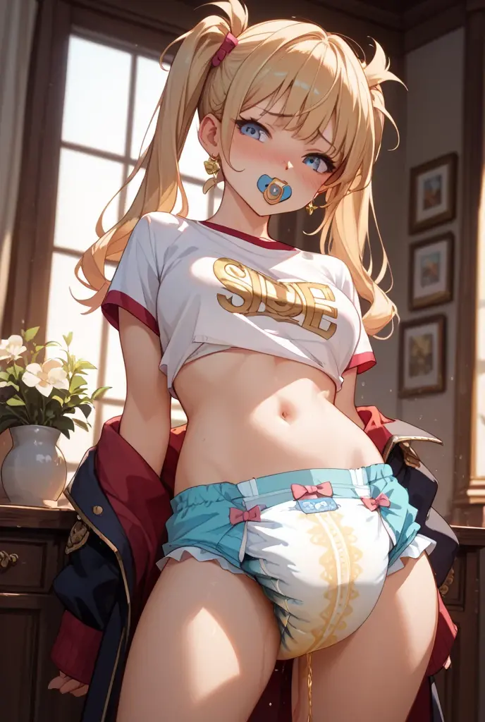 Big breasts, big crop top, big butt, small tight Jean shorts, tan skin
