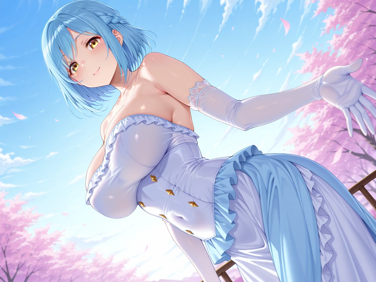 NSFW、((Rei Ayanami、evangerion))、primary school student、、No breasts、small breasts、low cephalobody、、nude、Expressionless、short hair、a lot of sweat、bridal costume、Wedding Veil、church、Fluttering petals、Wearing an iron collar、Put your hands behind your head、bind one&#39;s body with chains、restrain one&#39;s body with silver chains、Slave Pose、show one&#39;s side、a lot of sweat