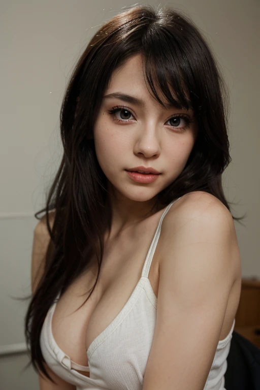 Brunette pretty smile long hair beautiful woman slanted eyes latina slim tantrum sexy