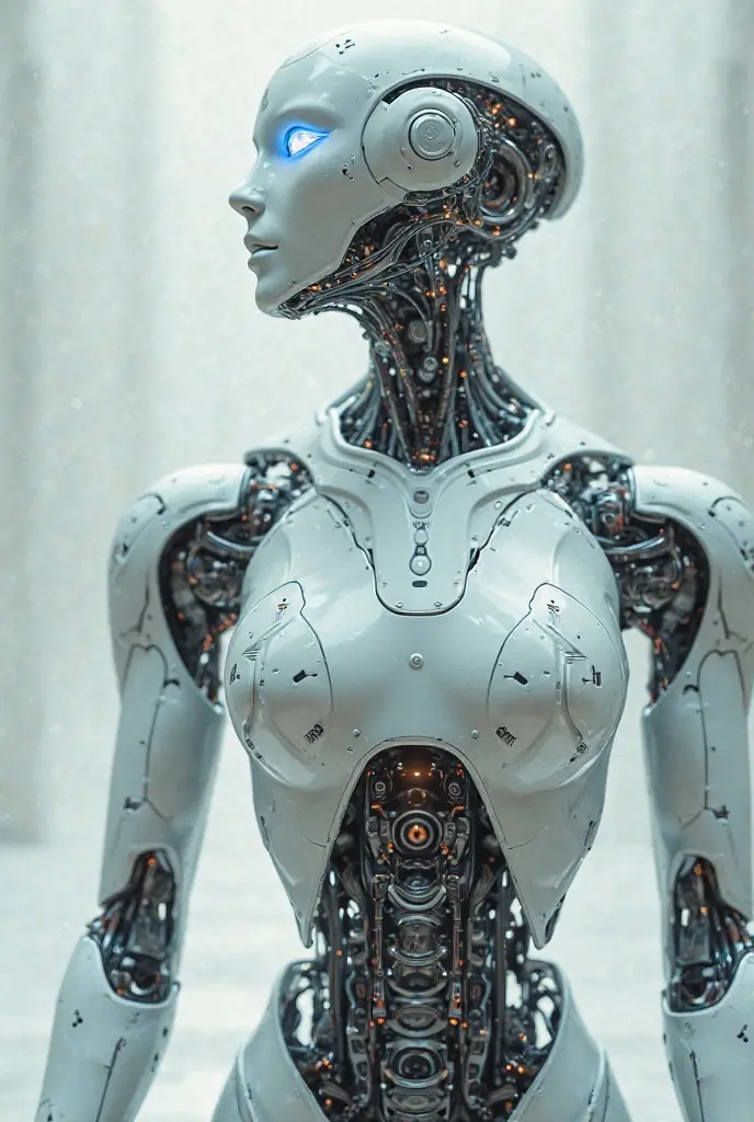 beautiful alien, cyborg, robotic arms