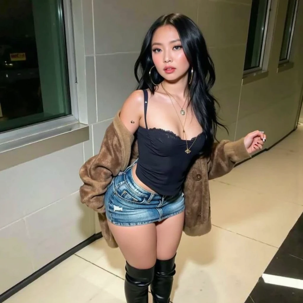 Young Thai woman, Fit physique, fitness physique, portant de la lingerie noire sexy, watch on the canapé, les jambes ouvertes, corps sexy, (8K), (best quality), (chef-d&#39;artwork:1.3), (realistic), (Photorealistic:1.34), ultra-detailed, [Beautiful detailed eyes], (sourire), (sourire), (beautiful detailed nose), [cheveux blonds très longs], (haut court), lingerie noire, (superbes seins taille normale), (gros plan), profondeur de champ, full body view, sitting on the sofa, legs spread, montrant l&#39;entrejambe, pieds en l'air