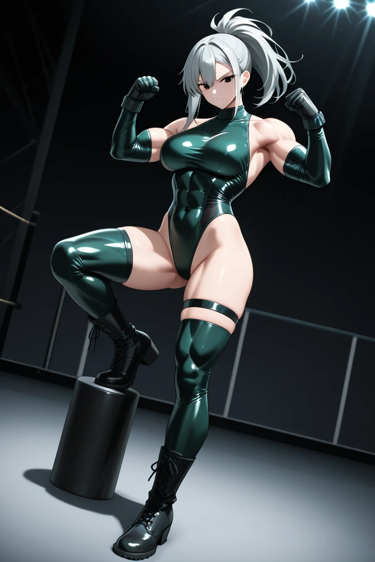 (masterpiece, best quality), intricate details, 1girl, Cammy White from Street Fighter (standing full body toe to head by wooden pole:1.2) iron collar, arms behind back, iron cuffs, shackles, bound, bondage outfit, harness, O-ring, bondage outfit blindfolded cover eyes, happy red cheeks, chain leash collar choker neck bell shackles wristbands bracers bracelets, cleave gag
