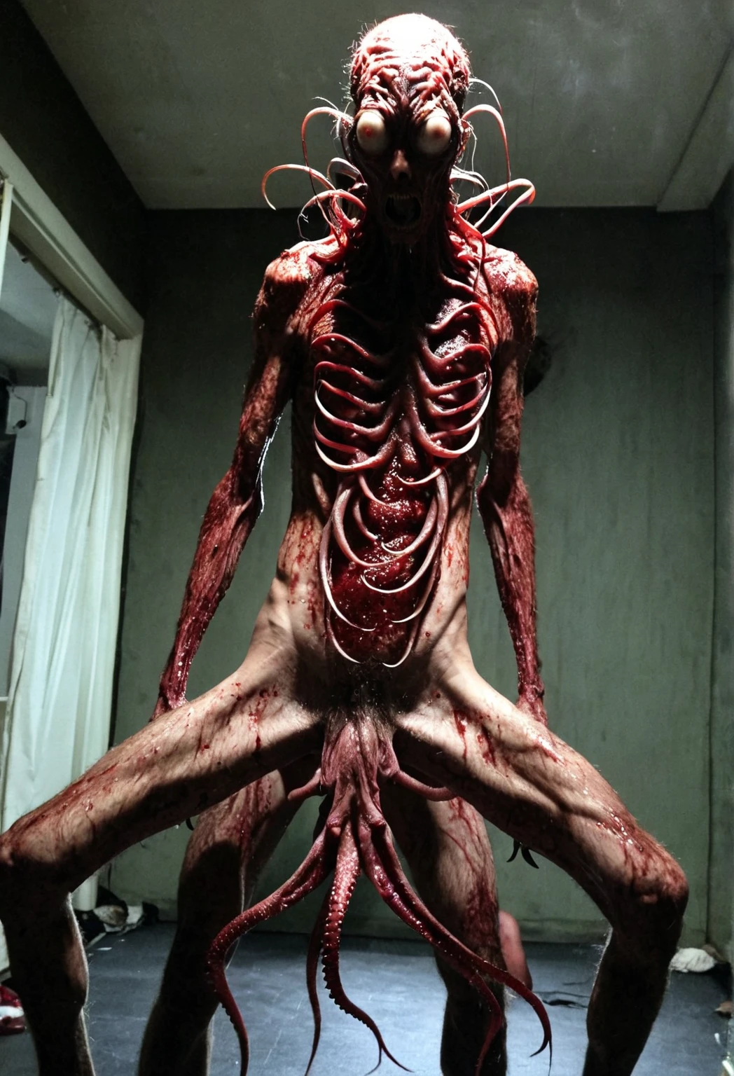 UHD, fractal ,HDR,higheres, best quality, 4k,((Extraterrestrial_creatures_goru)), putrefaction, body horror, insane detailed, hyper intrincate details, body terror, terror body, horror body, ,gore, (monster gore), solo, ((demon_guro satanism)),bubble off meant and tripofogic, coral_brains, and deep sea, - cannibalism, (Extraterrestrial_creatures_gore_horror_body_demoniac), multiples limbs, primordial titan , Horror body, terror body, terror, horror, injury, blood, ((organs exposure)), ((brain exposure)), (intestines exposure), (demon monster), terrorific, (multiples eyes), scarred, bloodying injury, ((necrotic skin meat)), (( human sacrifice)), unified theory, quantum physics abomination multiples dimensions 暗黒物質、 (animal sacrifice) , qliphotic, spectral aura, qliphotic demon, ((necrotic body)), necrotic look, chromatic, malevolent, creapy, blood bloodying