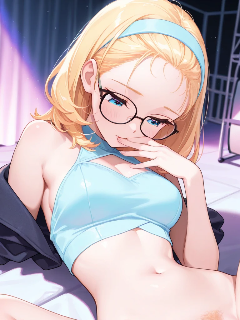 Professional full body photography, (Photo 4k:1.1) from (Jeremy Lipking:0.3), (Dittmann Anna:0.3), (Cecile:0.3), (Precise Focus:1.3), High precision, African woman, big , transparent bra and panties, blonde hair, sexy glasses, Instagram pose, fit and confident woman, Ideal Anatomy, perfect symmetry: 1.2, realistic face: 1.2, perfect face, Content, confident, very detailed and dramatic, Cinematic lighting, Light stage, soft light