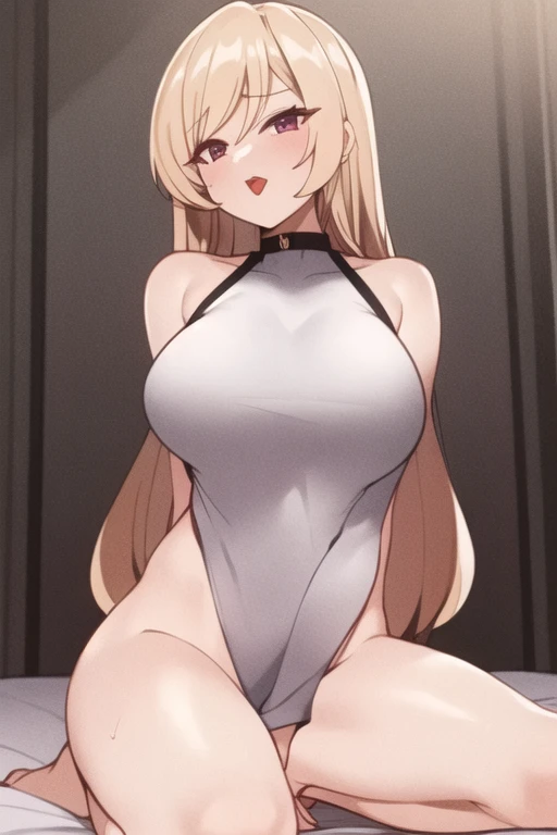 masterpiece, highest quality, High resolution, Atearge, very long hair, long hair tied low, hair ribbon, green eyes, Glasses, big breasts,  golden swimsuit, room, indoor, Are standing, from before, bed, cowboy shot,