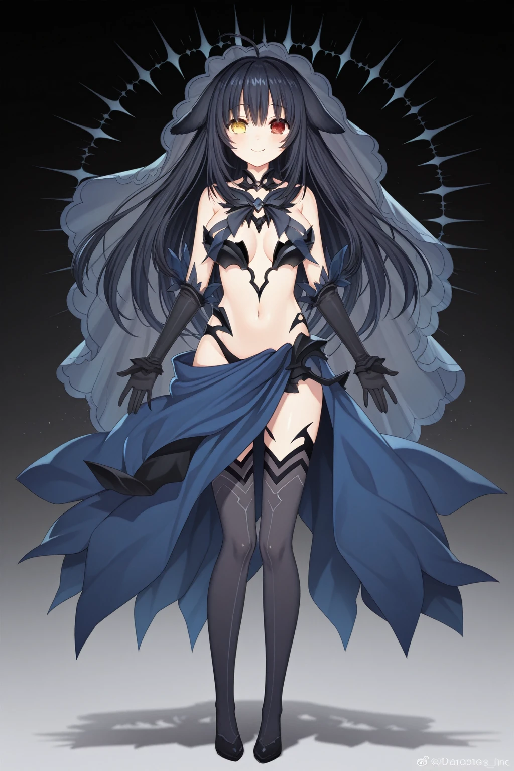 nene amano, 1girl, breasts, solo, hood, virtual youtuber, braid, looking at viewer, full body, white background, navel, nail polish, barefoot, blush, jewelry, large breasts, straight-on, bracelet, smile, hood up, simple background, bangs, toenails, black hair, toenail polish, see-through, dress, long hair, hair ornament, standing, navel cutout, white dress, closed mouth, bare shoulders, blue nails, <lora:nene_amano-10_v3:1>