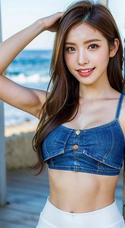 (Top quality, 8K, Masterpiece: 1.3), pull angles, full body, lens used f/2.8, 50mm, camera Sony, beautiful woman, one girl, slender abs: 1.1, short blond hair, (full body, down to feet: 1.2), super detailed face, very detailed lips, detailed eyes, double eyelids, Necklace, watch chosen as accessory, cute summer dress, beautiful beach background, very detailed face and skin, detailed eyes, double eyelids, expression best smile." Translated with DeepL.com (free version)