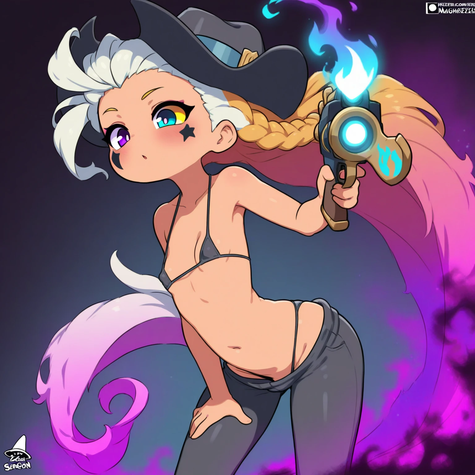 estilo anime, mujer grafitera, grafiti en la pared, desnuda contra la pared, gorra de lado, colores vivos, cabello rubio, buena figura, buenas curvas, tatuajes maxima calidad, ultra detallado, 8K, cuerpo entero, cowboy shot