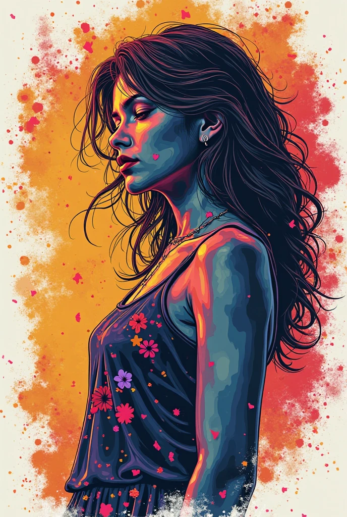 Girl solid color background