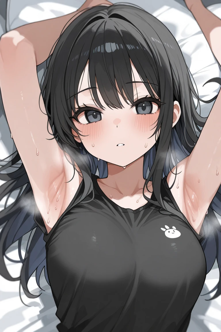 score_9, score_8_up, score_7_up, score_6_up, score_5_up, score_4_up, BREAK ,blunt bangs,Gray Hair,Yellow Eyes,ponytail,very big breasts,Sweaty,Sports bra,panties,Underboob,empty eye,Erect nipples,sagging breasts,,Bukkake,Facial,cameltoe,Abdominal muscles,Sunburn