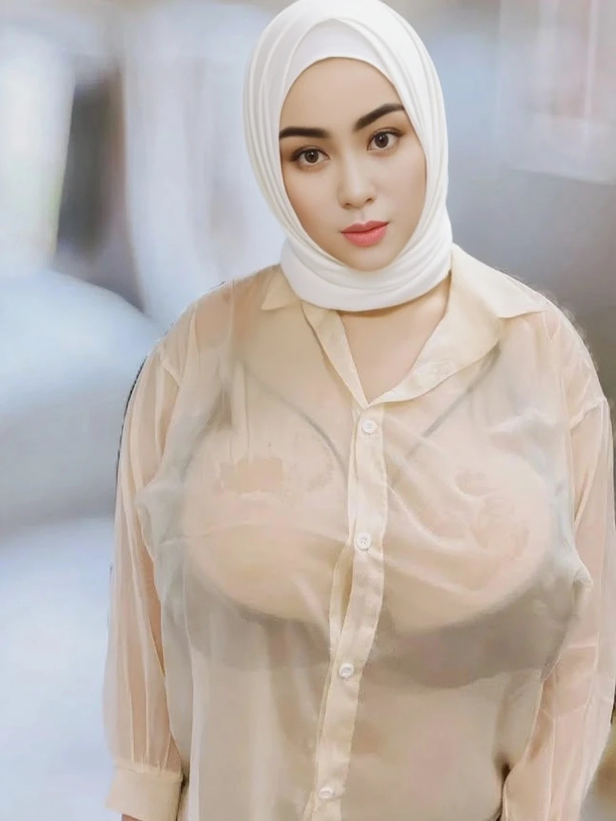 Jumbo (Singlet), Chubby adorable, 1 girl, (face to face), , baby face, angry face expression, half body portrait, (face details: 1), (eye details: 1), ((big breasts)). wearing transparent transparency soft long shirt, hijab, .. Cute posed. proportional body. Ultra High Res. realistic: 1.4, UHD, ((flowers pattern)), ((Bigger:2.3)), (((DARK BACKGROUND)))