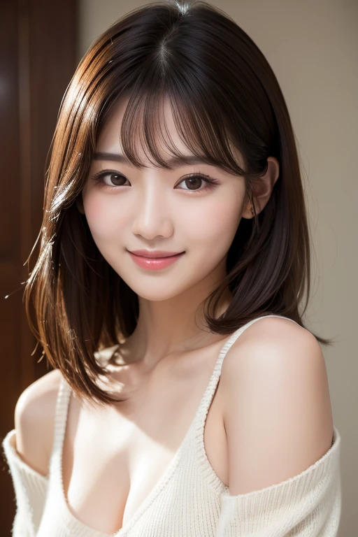 (Top Quality, Masterpiece: 1.3), Girls: 1, Sexy: 1.5, Bob Hair, Brown Hair: 1.3, Nightgown, Beautiful, Cleavage, Ultra Detailed Face, Detailed Lips, Detailed Eyes, Double Eyelids, Sexy, Smile, Beautiful Legs