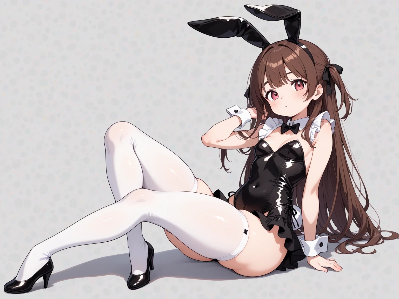 2d, Superb, (Masterpiece), ((1 girl)), (Low Angle:1.2), (Full length), (Shiny  hair:1.6),  (Straight hair with brown hair:1.6),(Shaggy hair:1.3),  (Brown beautiful girl),hyper cute face, (Healthy dark skin), (Sunburn mark), clavicle, (Black Bunny Girl:1.3),(Black rabbit ears:1.3),(Fishnet tights:1.2)，Ribbon choker，JK,Slender figure ,Glamorous Bare Feet, Beautiful shiny legs,, Brown Eyes, Attractive thighs, Medium chest, bedroom, On the bed, Light from the window, Sexy expression, Sweaty, Wet Hair, Drops from hair,Put your hands on your chest, Breathless, Bold pose、Smiling with teeth showing, Wet body, Glossy Lips,  (Sole:1.3)
