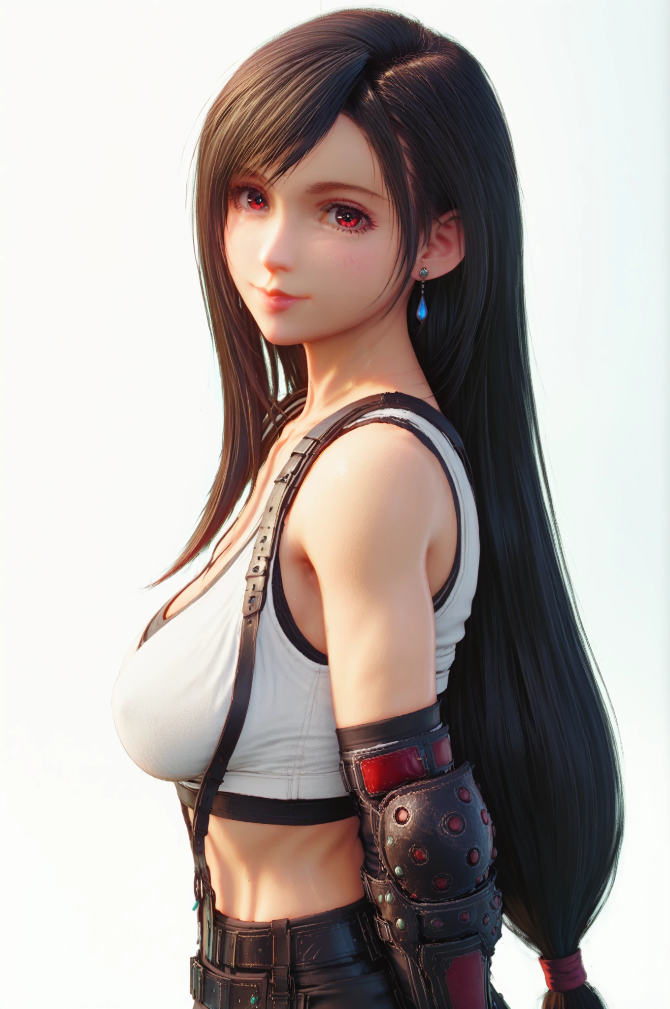 Trends on ArtStation, Trends on CGSociety, Intricate, High Detail, Sharp Focus, Dramatic, starry night sky, Tifa Lockheart of Final Fantasy, Tifa's original Final fantasy 7 costume, 25 years old, mature looking, Realistic Art of Drawing by Midjourney and Greg Rutkowski, Sketch, Masterpiece, Best Quality, Very Detailed, 1female, Half-body, head to bust image scope, buts portrait, close-up shot, white tank top and black leather skirt, standing position, Beautiful Meticulous Eyes, Cute Face, Bust, big bossoms, Beautiful Meticulous Face, White Hair, (Botanical Illustration: 1.5), no pornographical exposure, bigger breasts