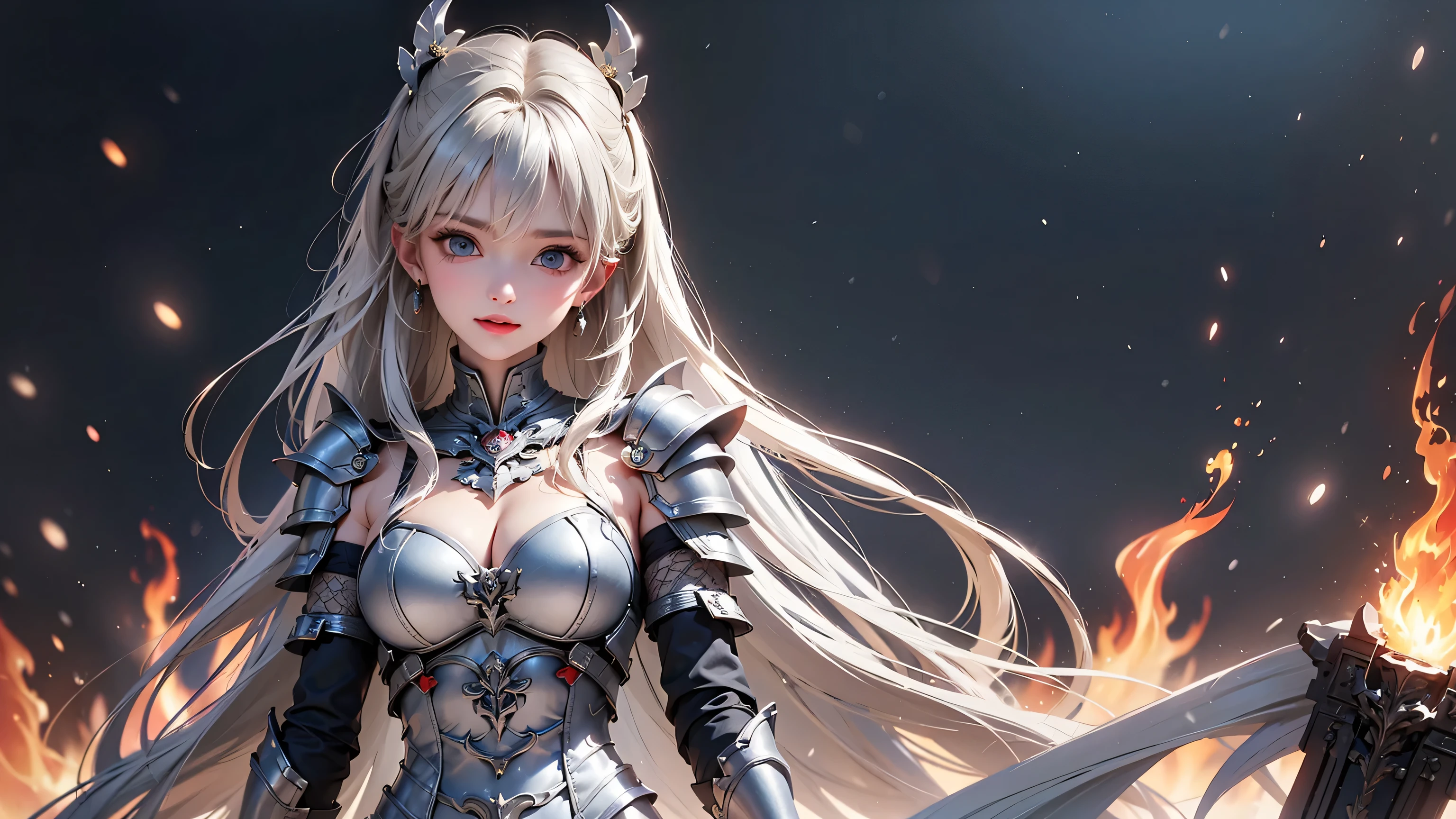 (((Tabletop))), (((Highest quality))), ((Very detailed)), (Very detailed写真), ((Very delicate and beautiful)),(Cute delicate face),here is a digital art of a very futuristic looking female that has armor and armss, One girl, arms, alone, sf, Holding, Holding arms, robot,Beautiful face and eyes, double eyelid,Delicate skin,Slim figure
