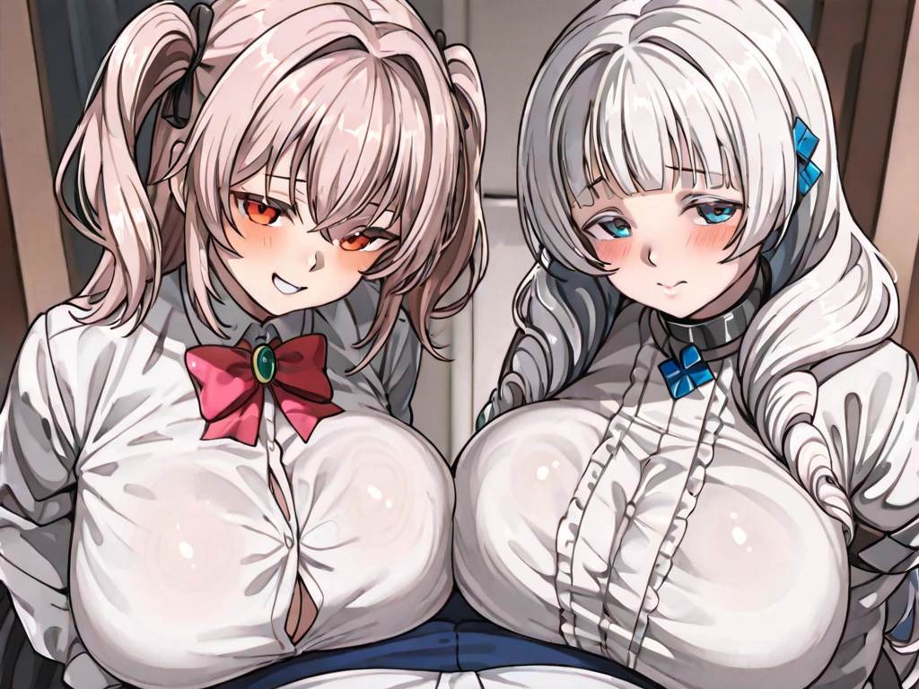 (cute eyes), (sparkling eyes), highest quality,wonderful,finely,extremely detailed CG Unity 8K wallpaper, (girl), (white hair, pink eyes, short hair, straight hair, nekomimi),(open mouth), (embarrassed:1.1),(from above:1.2)