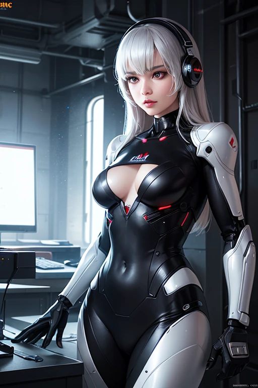 (best quality,4k,8k,highres,masterpiece:1.2),ultra-detailed, anime style, line art, slim thicc waifu:1.5, battlefield background, waifu, dominant expression:1.2, ((white hair)), pretty, gorgeous, beautiful, fat ass, long eyelashes, scars, freckles, curly hair, neat ponytail, seductive pose, cybernetic, blindfold, robotic, cyborg, synthetic humanoid, cyberpunk, synth, synthetic, cyberware, futuristic, scifi, mechanical body, sex doll, living sex toy, bent over 