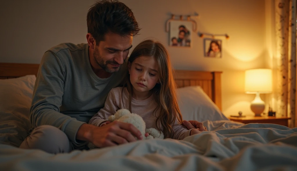 Make a happy family , make one of the children curious about the sound, have the child find the parents having sex and get scared 