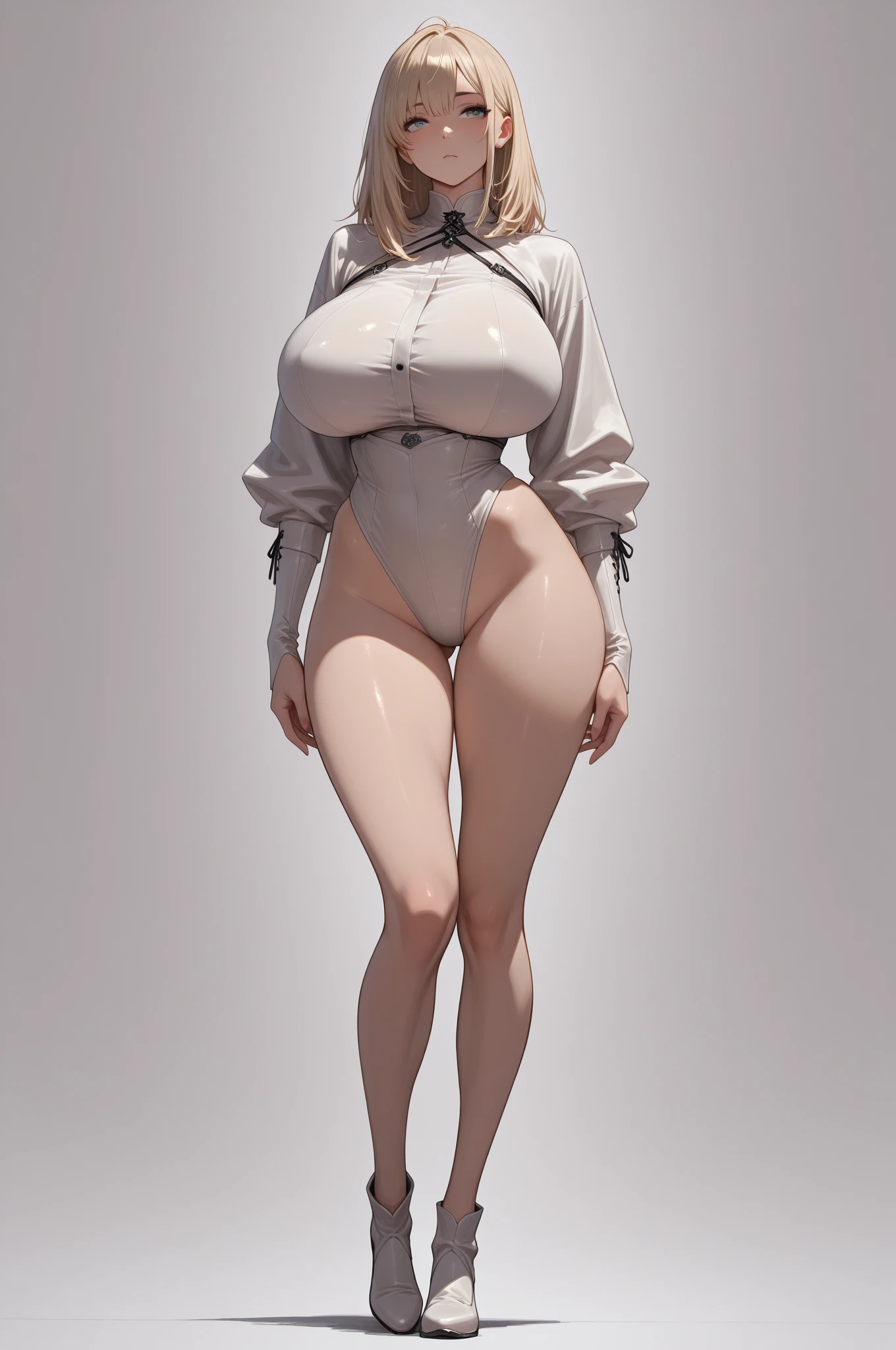 Masters of Animation, A perfect masterpiece, On a snow-white background、Cool outfits, Sexy and modern clothing、Sexy mature modern woman standing, Flowing pink hair, Spanish Curly Hair, Full Body Stand Posture, Thin legs, ((Large Breasts)), Detailed facial details, Natural and beautiful standing posture, Crisp and realistic body detail,(NSFW:0.9)