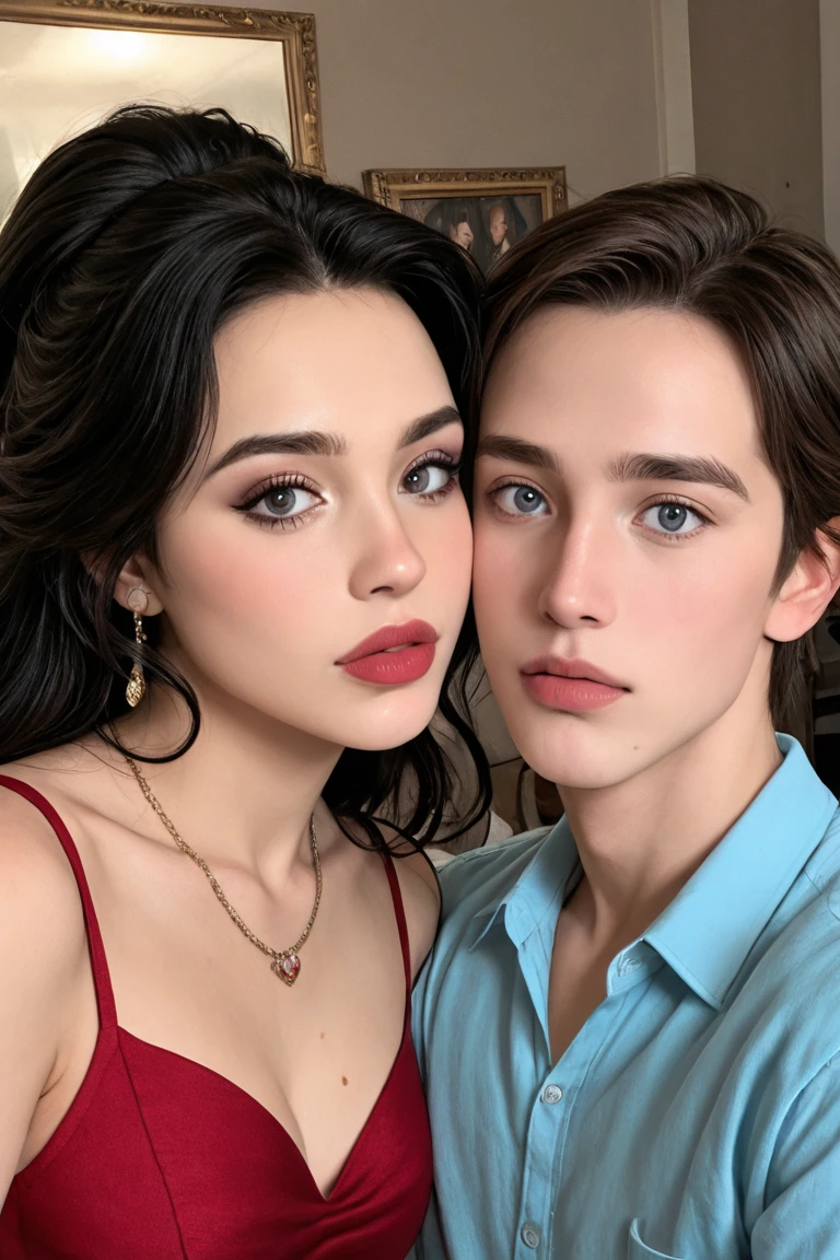 best quality, masterpiece, black hair, blue eyes, looking up, upper body