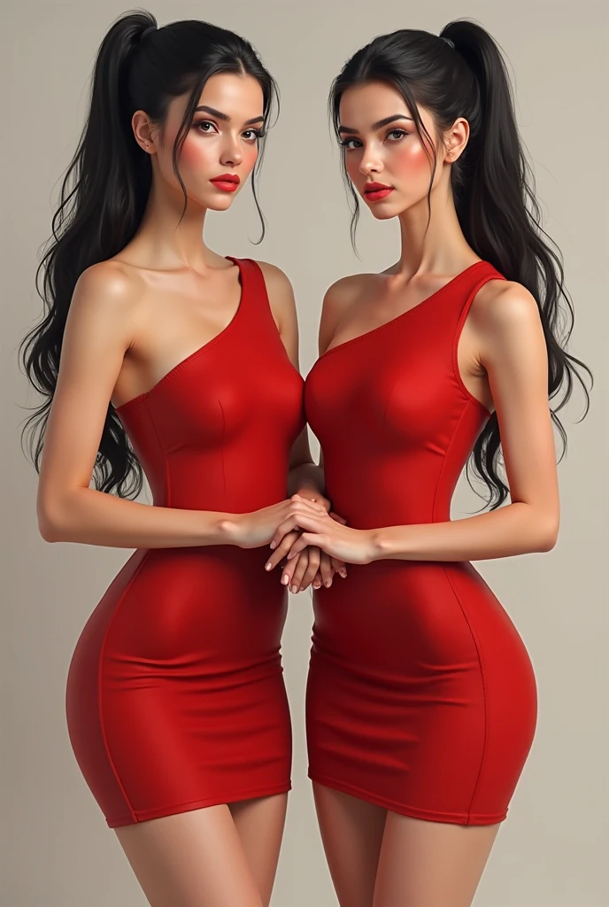 (best quality,4K,high resolution,masterpiece:1.2),Very detailed,Practical,photoPractical:1.37,portrait,beautiful eyes,Delicate lips,Strong gaze,Beautiful figure,Curved hips,Slim waist,Wide hips,Red Racing,Red shirt and jeans,Alfa Romeo Ms..,Wear tight, Simple clothes,Kimi Bella,F1 driver Charles Leclerc,Red clothing with Ferrari logo,Tight clothing,Upright posture,Confident look,Radiant Skin,Heavy makeup,Bold Hairstyle,Stunning model-like features,Long legs,Stilettos,Thigh width,Elegant Posture,Glamorous charm,Photo shooting settings,Studio Lighting,High contrast,Rich colors,Sexy atmosphere,emotional atmosphere.