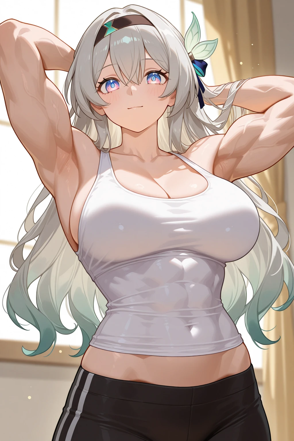   white skin girl,,muscular female,muscular girl, alternate muscle size, pink princess gown with delicate lace,upper body,