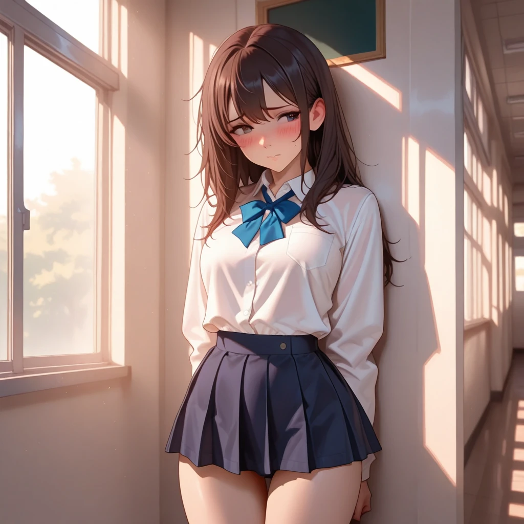 high school girl, sexy, After, Green lace underwear, Natural light, realistic, Depth of bounds written, white skirt, vapor, (lift skirt), (urination), lively,Strawberry 100%,Aya Tojo,locker room,black haired,Underwear taken off,