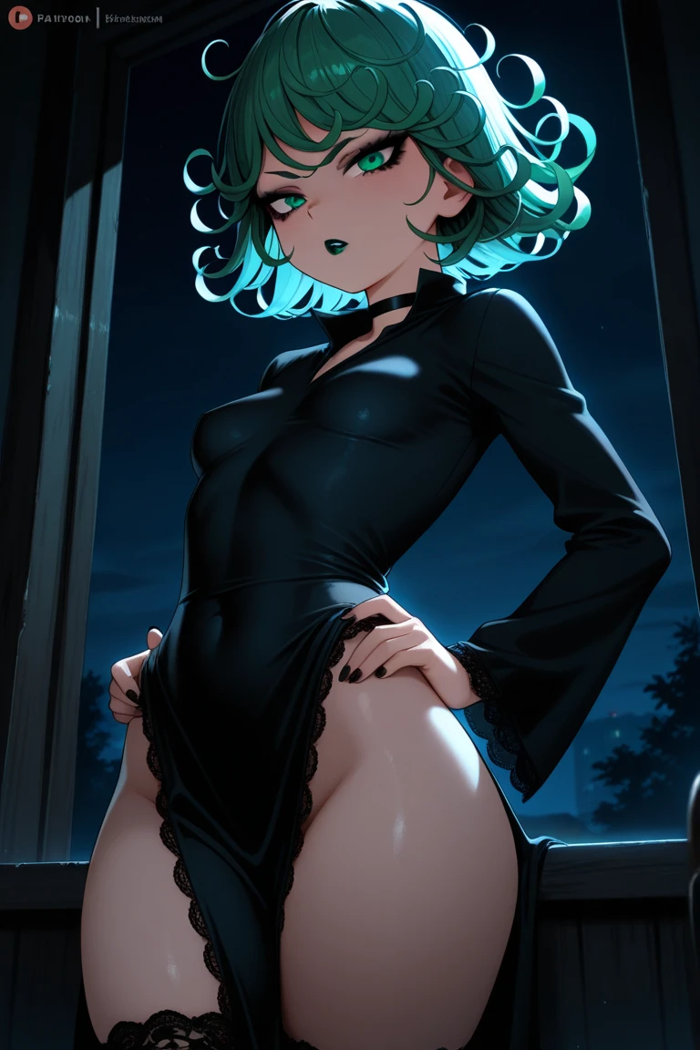 There was one girl with shiny skin in the bedroom， sexyposture，best qualtiy，tmasterpiece，（Photorealsitic：1.4），breast enhancement,reality,offcial art,The 8k quality,Super Detail,Fine detail skin,Movie angle,Cinematic textures,Movie Lighting,masutepiece,The highest image quality,1 girl,Vermilion lips,hair messy,showing panties,pantyshot,Big Mimi，((small breasts))，Underbust,1girll,Naked whole body,Black stockings,Race Stock,garterbelts,short hair,upper limbs,Lace,Girls black stockings, green hair, green eyes, ((confidant)), (((lingerie))), ((standing)), big ass, naked pussy, from behind pose, anal sex, sex, penis, anal penetration
