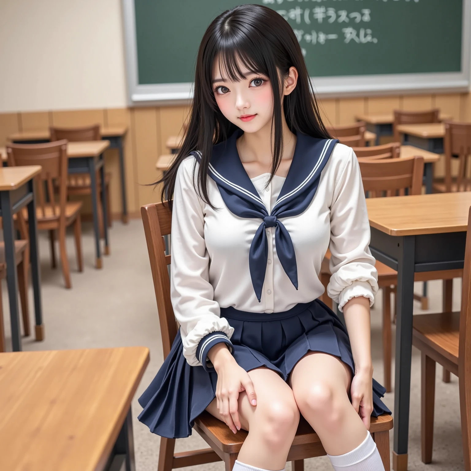 (((alone))),(((1 Girl))), beautiful, shape, Highly detailed skin, masterpiece, Highest quality, Highly detailed face, Vibrant colors, Written boundary depth, Cinema Lighting,, One Girl, alone, Brown eyes, Brown Hair, hair ornaments,Long Hair,Green Check Skirt,, White shirt, ,masterpiece Highest quality 高解像度、, Long Hair, Sit with your knees bent、eight-headed body、beautiful足 、On campus、As if looking up from below、Embarrassing,Browsing Caution,Camel Toe
