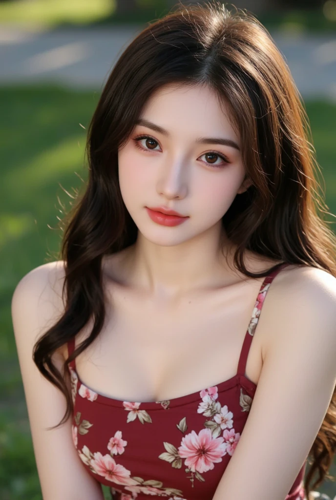 masterpiece, best picture quality, high quality, beautiful woman, japanese, popular korean makeup, fine, swollen eyes, fine eyes, fine skin, beautiful skin, ultra high resolution, (reality: 1.2), very beautiful, slightly young face, beautiful skin, slender, (ultra realistic), (illustration), (high resolution), (4K), (very fine) (best illustration), (beautiful fine eyes), (super fine), (wallpaper), (fine face), looking at the viewer, fine details, fine face, purerosfaceace_v1, smiling, looking straight ahead, looking straight ahead, full body, realistic photo, bright lighting, professional lighting, black hair (some of the hair is green), long hair, dark ruins, big red moon, school swimsuit, mature woman, long and stylish bangs, big breasts, huge breasts