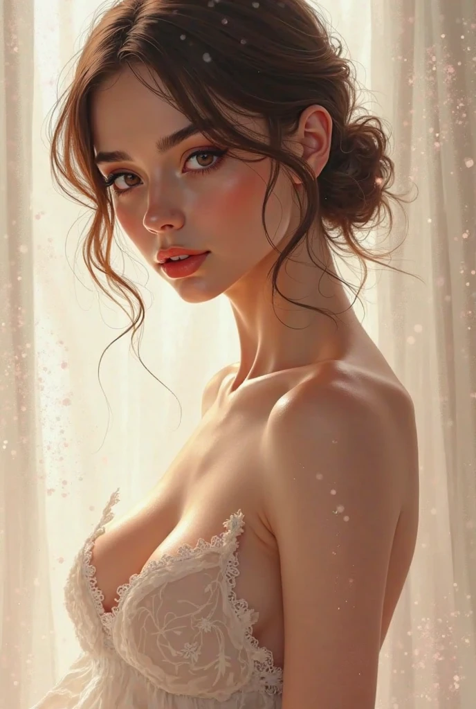 Beautiful woman covering her tits