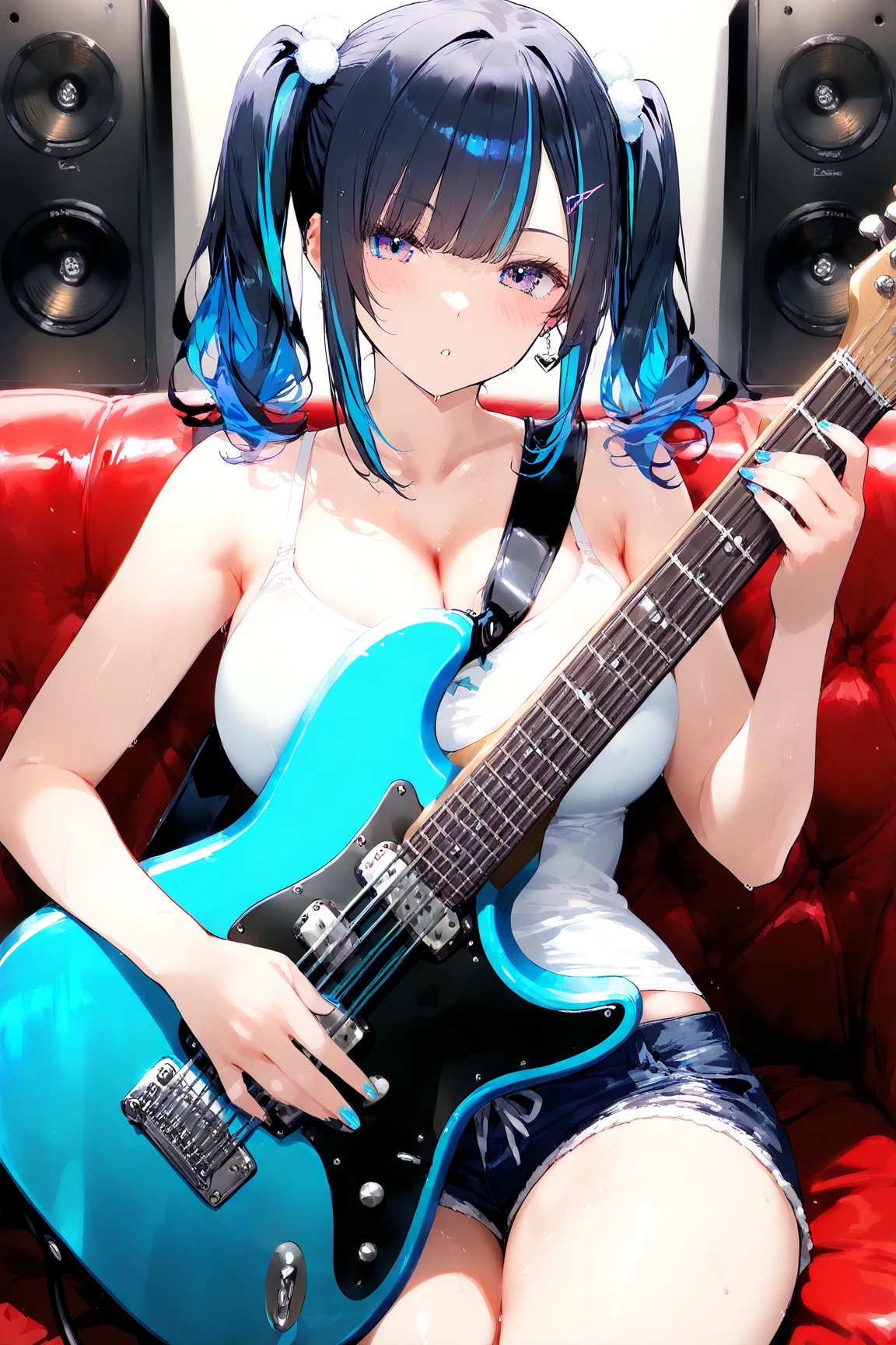 (Obra maestra, La mejor calidad, Ultra detallado), (illustration), (hermosos ojos detallados), ((Cara muy detallada)), (1girl), (solamente), Ushiwakamaru \(destino\), cone hair bun, Cabello largo, flequillo barrido, trenza, flequillo trenzado, ojos azules, (usar un bikini sin hombros:1.2), (Bikini con volantes), (Rey en la piscina:1.3),, Abrazando la belleza natural, Seductive and powerful expression, Bikini de corbata lateral, leaning forward, falling petals, falling leaves, Profundidad de campo, Bokeh, swimsuit, (verdor:1.2), piernas cruzadas, Bikini de corbata delantera, (senos medianos), muslos gruesos, Wet, luz del sol, Luz solar moteada, Critical angle, Pierna arriba, arm behind back, flequillo, cabello ?????, Hair bun, flequillo partido, bollo lateral, Cola de caballo lateral, single hair bun, bollo lateral, Traje alternativo oficial, por Surface