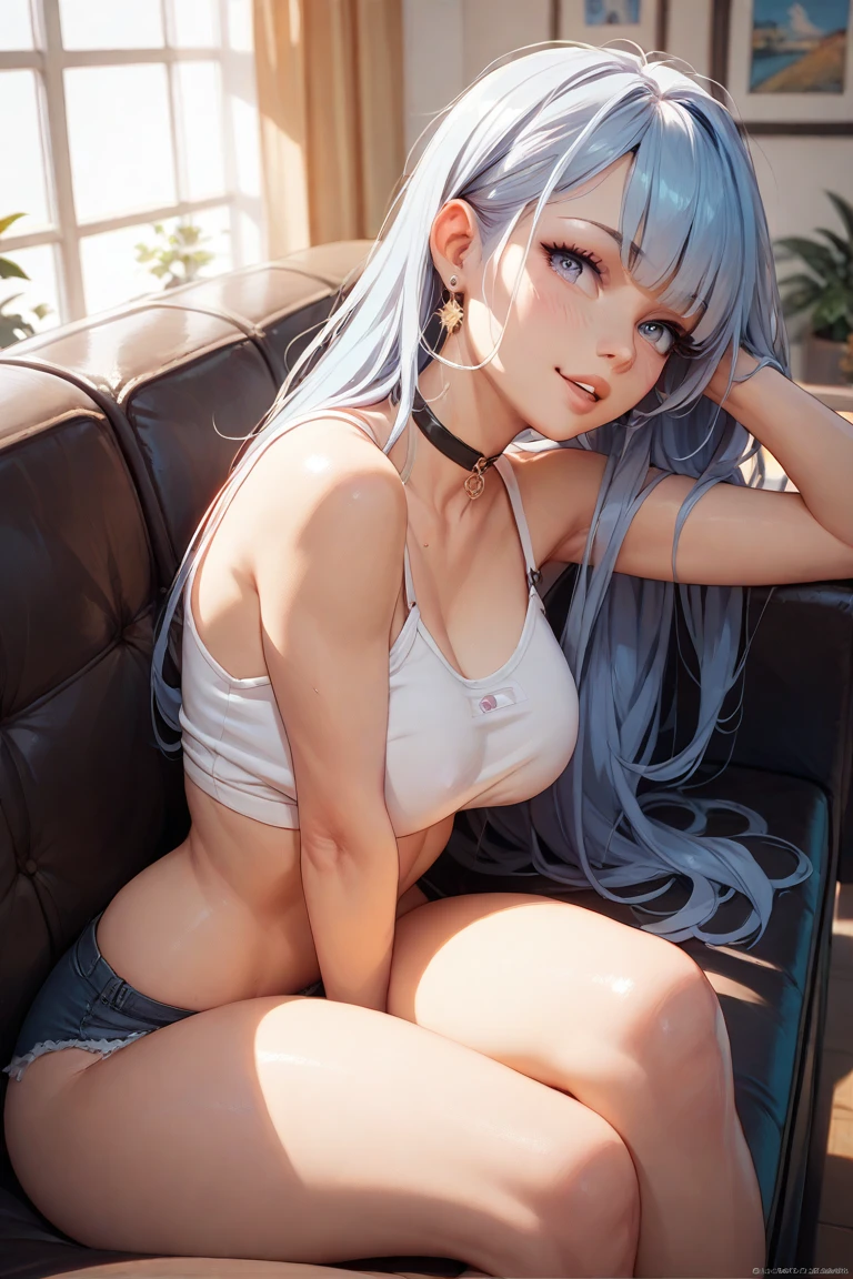 18 year old beautiful girl, ojos grandes, senos grandes, delgada, Small, 8k, calidad superior, (Cabeza muy detallada: 1.0), (cara muy detallada: 1.0), (cabello muy DetallaDo: 1.0), Arte oficial muy detallado, Estilo de arte Anime Moe, Arte de anime limpio y detallado, They are smiling, cabello dorado, cabello largo y liso, pecho desnudo, Ushiwakamaru