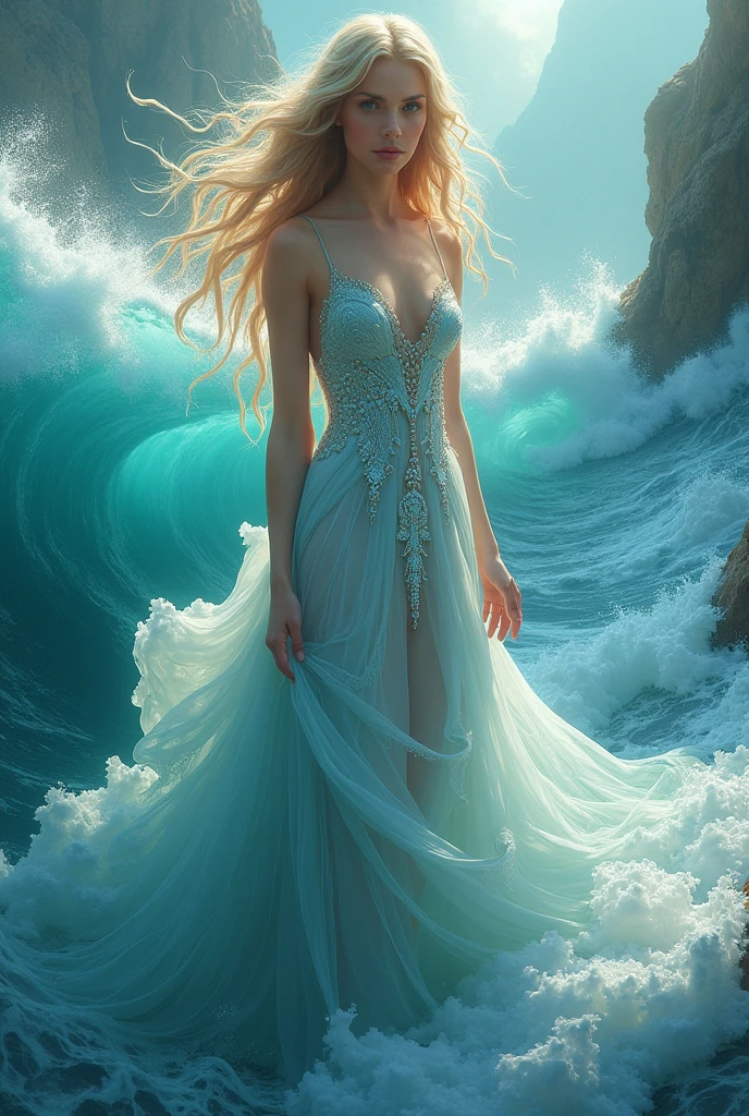 score_9,score_8_up,score_7_up,(masterpiece),(photorealistic),(intricate details),ultra-detailed,very aesthetic,backlighting,shiny,sparkling,elegant,
queen,1girl,long hair,cleavage,white dress,dress,wet clothes,
((beautiful detailed water)),water,waves,ocean,((water drops)),wind_lift,((floating)),cirrus,looking_at_viewer,from_side,dynamic_angle,
<lora:0c34nXLP:0.4>,0c34n,
zPDXLrl,