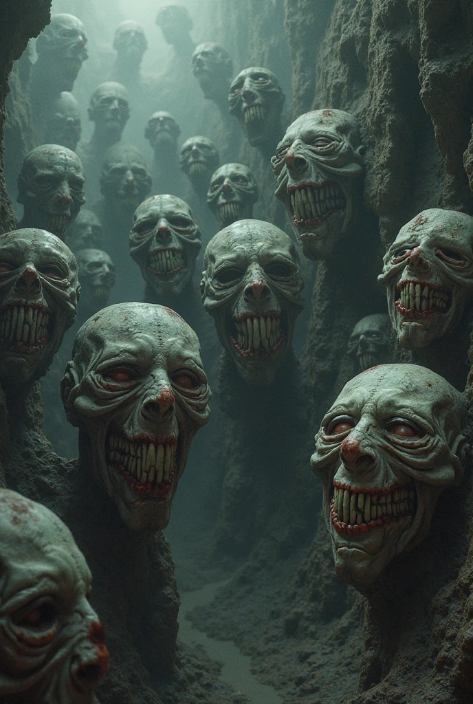 A nightmare mindscape, madness revealed in her grin, piercing eyes, coalescing mists swirl with phantom spirits