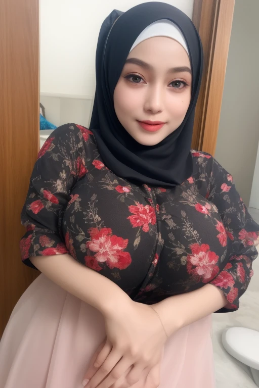 big breast, white bra, diamond bra, white lace,((hijab:1.1))