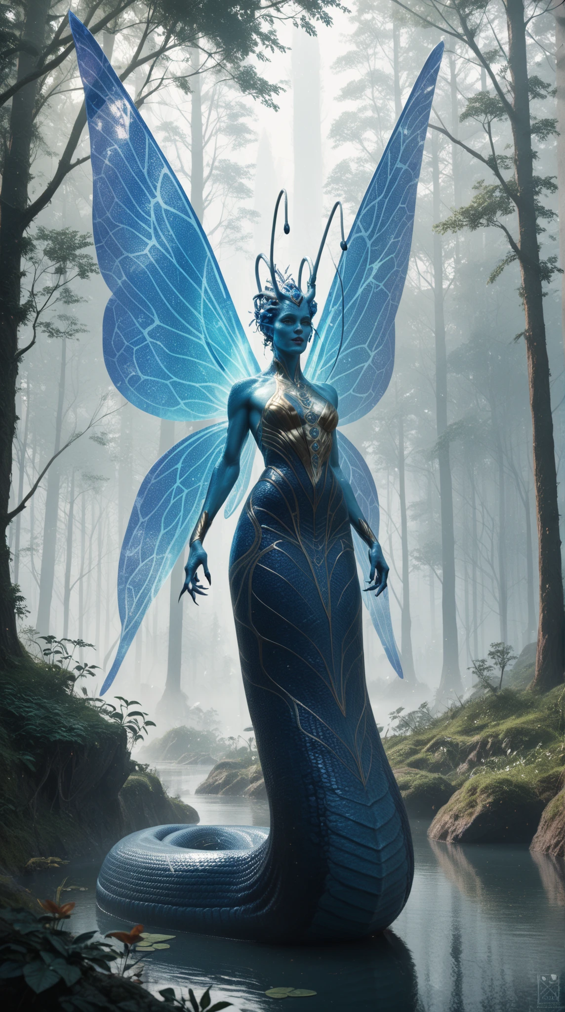 (masterpiece, best_quality, ultra-detailed, immaculate:1.3), epic, illustration, 1girl, (characteristic Art Nouveau:1.3) succubus, wings, full body, cameltoe, [:skimpy, colorful costume design,:0.2], official art, korean, studio matte green lighting , in  Las Vegas, bombshell hair, iridescent blue-grey hair, Deep Side Part, a-pose<lora:EnvyFantasyMix03:1.5>