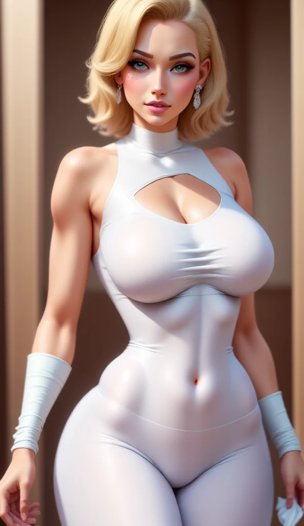 beautiful (emma stone:1.1) with wavy _blonde_ long side bangs and detailed vivid eyes (sexy spider gwen outfit) (big boobs, cleavage, sexy midriff), laying in bed, (cameltoe:1.1) spreading legs, seductive smile, alluring, masterpiece, photorealistic, detailed, 8k, HDR, shallow depth of field, broad light, high contrast, backlighting, bloom, chromatic aberration, sharp focus, RAW color photo, (fully in frame:1.1)