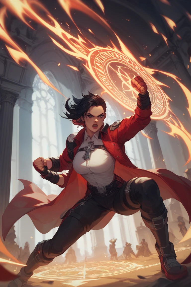 Lady of Chaos
Description:
The Lady of Chaos is an enigmatic and powerful sorceress, whose gaze conveys an aura of madness. She wears a costume adorned with arcane symbols and her hair floats around her as if it were made of flames. His mischievous smile reveals an insatiable thirst for destruction and chaos.
Skills:
The Lady of Chaos is a master of the mystical arts, capable of conjuring destructive spells and distorting reality at will. She manipulates elemental forces, casting lightning, summoning shadowy creatures, and creating unstable energy fields. His magic is unpredictable and powerful, posing a mortal threat to the Defenders of Truth.
Motivation:
The Lady of Chaos seeks the anarchy and destruction of Verifier. She believes that order and stability are illusions created by heroes to control the population. Their motivation stems from a desire to unleash the true potential of chaos, proving that only in absolute disorder is it possible to find true freedom.