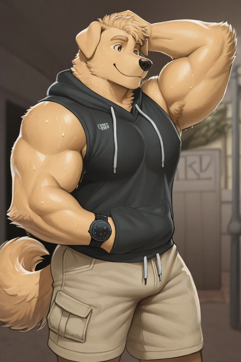 (2d cel anime:1.5),half body shot,looking at viewer, (best quality:1.3), (masterpiece:1.3), (ultra detailed:1.5),(detailed eyes),sharp focus,japanese anime,manga,(droopy eyes),(anthro male:1.3),(Grizzly Bear:1.2),smile,open mouth,huge muscular,(beefy:1.2),(big fellow),tall,(wide shoulder width),((cool T-shirt)),large thigh,(by null-ghost:0.9),by lindong