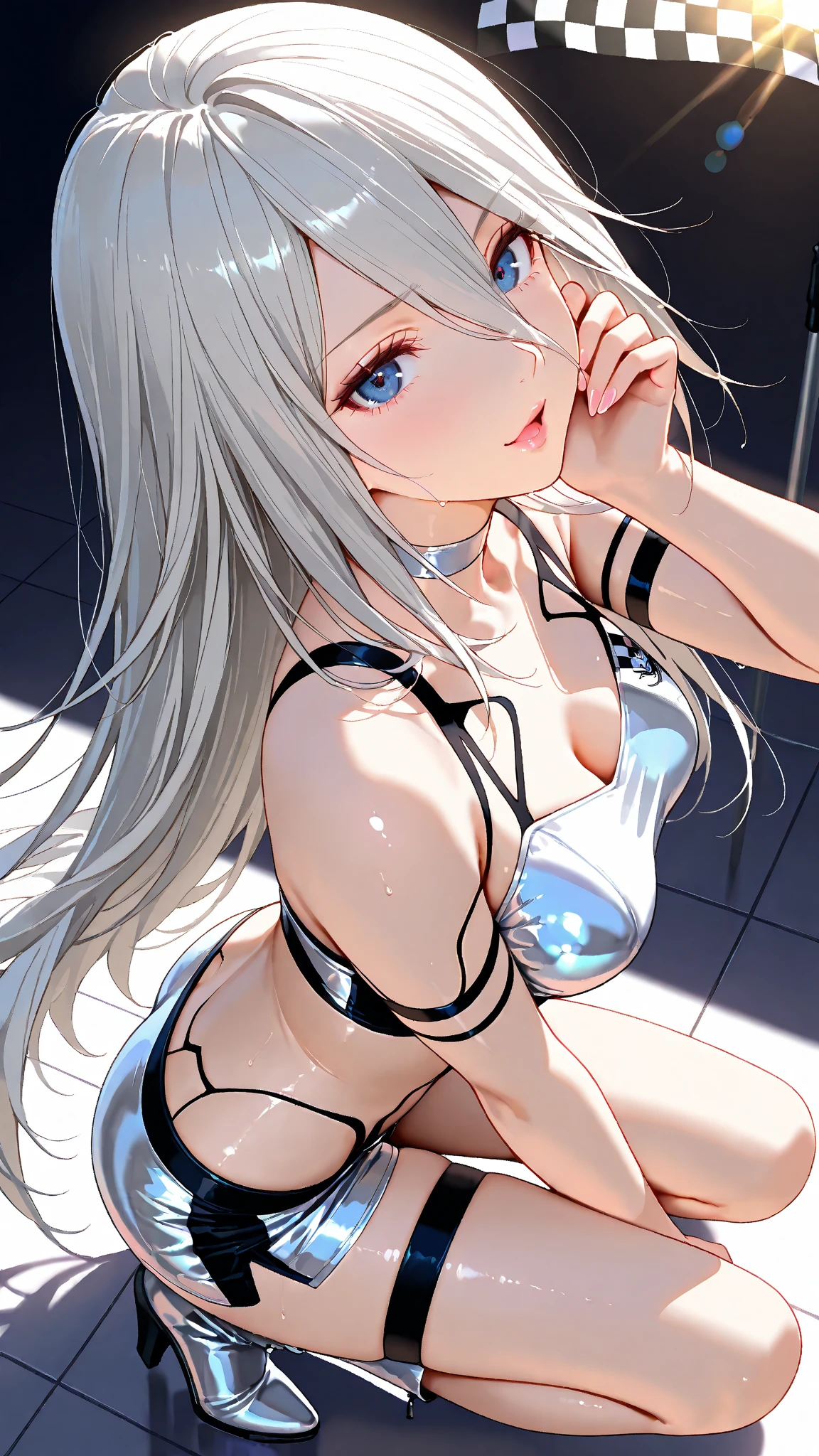 ((masterpiece, best quality, extremely detailed CG, unity 8k wallpaper, anatomically correct, ultra resolution)), Award-winning photography, (best illumination, Very Delicate and Beautiful), 1girl, solo, full body, kawakaze \(azur lane\), foxgirl, white hair, blue eyes, main outfit, (extremely beautiful and detailed eyes:1.2), (extremely beautiful and detailed face:1.2), looking at viewer, smooth skin, perfect hand, perfect finger, beach, detailed background, (depth of field:1.2), ray tracing, cinematic lighting, intense shadow, volumetric lighting, light reflection, god ray, (shiny:1.2), (photorealistic),