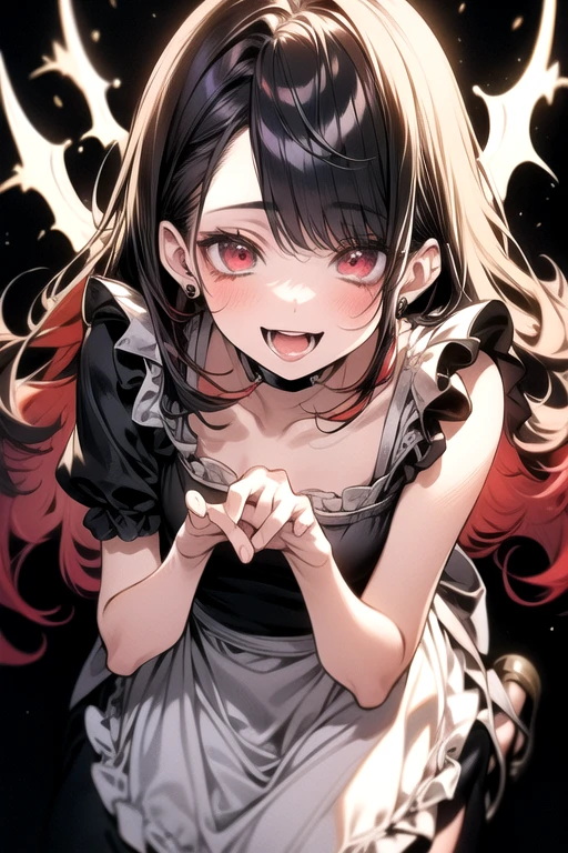 8 year old horror girl,Torn clothing,breast.smile'Eyes wearing silver-white mirrored lens sunglasses、I looked at the world reflected in the lenses of my sunglasses...(Side Pony,Colorful Hair),