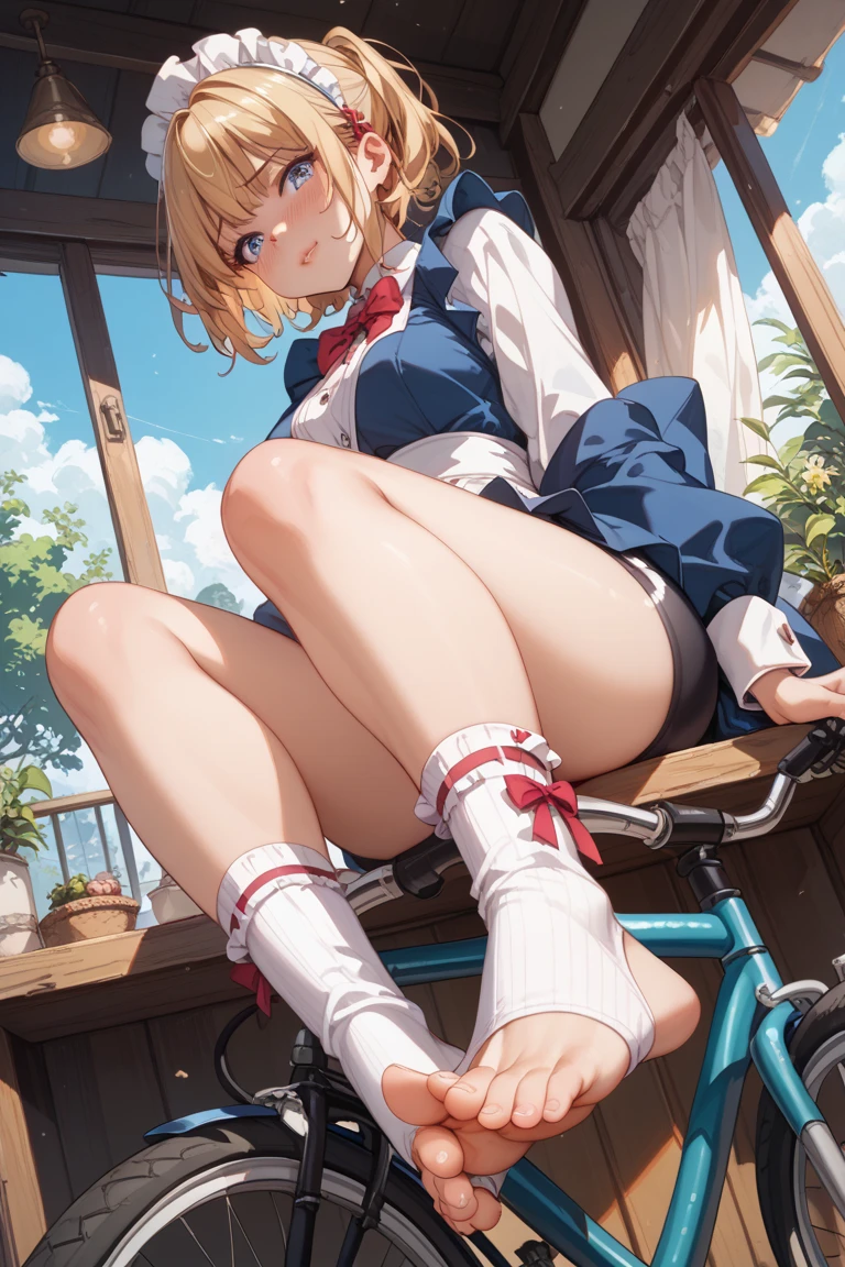 image number 1 - girl in anime panties laying on her side showing her ass in the grass, 1girl, striped, underwear, skirt, solo, panties, outdoors, long hair, necktie, blonde hair, looking at viewer, open mouth, shirt, hoshimiya ichigo, striped panties, blush, bow, white shirt, lifted by self, spread legs, striped necktie, day, clothes lift, sitting, tree, short sleeves, skirt lift, red eyes, , smile, bow panties, sky, blue sky, pink necktie, bare legs, teeth