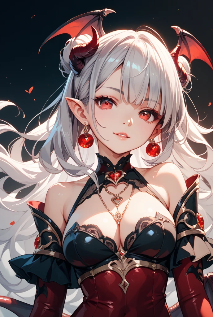 a female character, hoodie, blood rain, vempire smile, silver hair, devil hornes, background place in hell, hell queen dressup, lighting devil eye, fire rain, engery emotions, full upper body, 18+, tite body