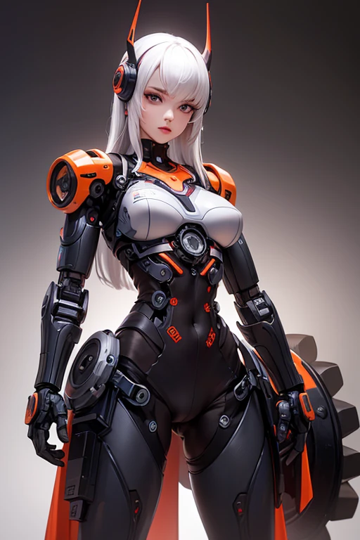 Beautiful Face,Face is Japan, 1 Woman, Big, Curvaceous, (8k, RAW Photo, Best Quality, Masterpiece: 1.2), (HDR, Realistic, Photorealistic: 1.37) (Blood vessel attached to tube), (Bikini Cyborg Robot Parts)))), (Light Grey Hair), Long Hair, Wavy Hair, Twin Tails, Medium Shot, ( Seductive smile)), (black eyes), princess cut,from below,(whole body),posing,,inside the lab,( blood vessel connected to a tube),((mechanical vertebrae attached to the back)),((mechanical neck attached to the neck)),(wire cable attached to the head and body),(character focus),science fiction,perfect female figure,perfect anatomy,ultraanatomy, Full body shot,